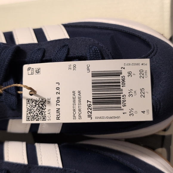 Adidas Run 70s 2.0 J Dark Blue/Cloud White JI2267 Juniors Size 4Y/5.5W Sneakers - Picture 2 of 5
